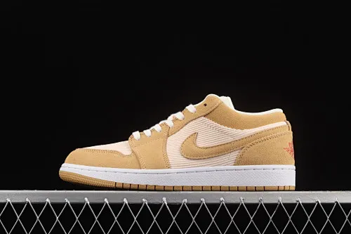 All categories Air Jordan Jordan series basketball shoes Air Jordan 1 Low Air Jordan 1 Low AJ1 Joe 1 rice white and yellow corduroy low-top retro culture basketball shoes DH7820-700